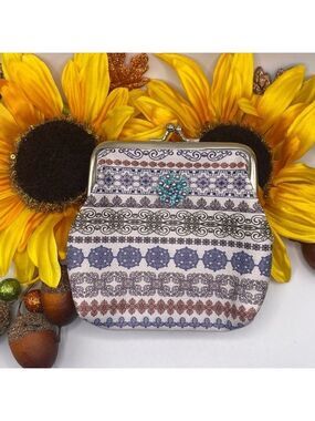 Snap Jewelry Southwest / Victorian Purse W/ Lovely 18mm Blue & Gray Pearls Snap!